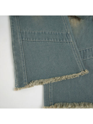 Vintage Distressed Denim Straight Jeans