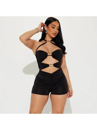 Patchwork Hollow Out Halter Rompers - Thomas Family Essentials LLC