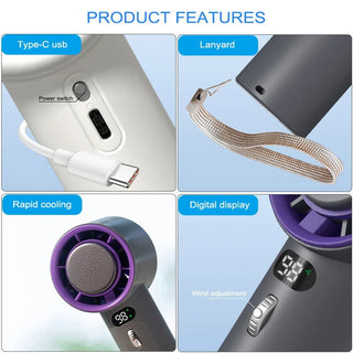 Portable Handheld Turbo Fan Cooling Semiconductor Refrigeration 3000mAh Battery Wind Speeds Adjustable Mini Personal Fan - Thomas Family Essentials LLC