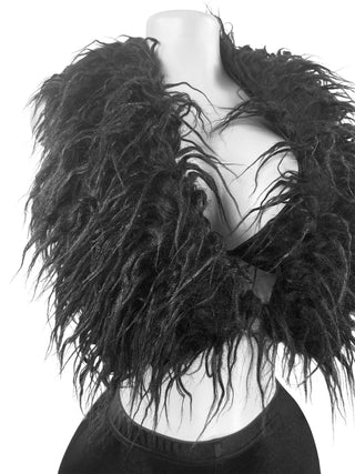 Women sexy nightclub Halter Neck Lace-Up Feather Top and Shorts two-piece set