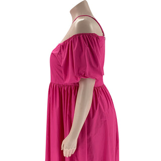 Solid Color Sexy Strapless Halter Neck Plus Size Women's Fashion Loose Short Sleeve Dress