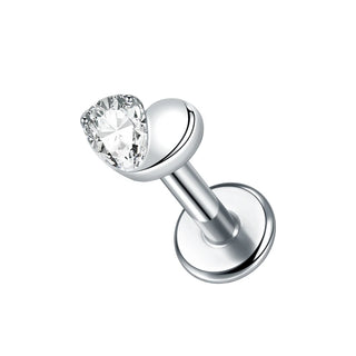G23 Titanium Ear Cartilage Piercing Moon Heart Crystal Flat Back Ear Studs Tragus Helix Earrings Sexy Jewelry for Women