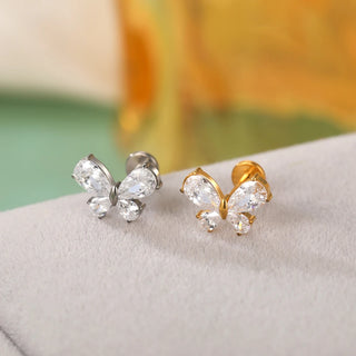 16G CZ Tragus Helix Cartilage Stud Earrings Titanium Flat Back Ear Labret Piercing Lip Stud Zircon Nose Stud Body Jewelry