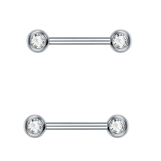 Titanium Nipple Piercing Jewelry CZ Bezel Tongue Nipple Bars Piercing for Breasts Sexy Piercing Mamilo for Women 12-20mm