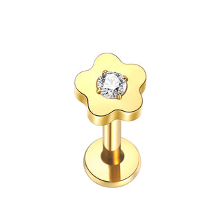 ASTM F136 Titanium CZ Star Flower Spider Flat Back Stud Earring Helix Cartilage Monroe Medusa Tragus Piercing Nose Jewelry