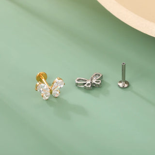 16G CZ Tragus Helix Cartilage Stud Earrings Titanium Flat Back Ear Labret Piercing Lip Stud Zircon Nose Stud Body Jewelry