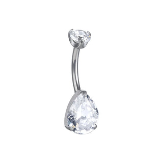 G23 Titanium 14G Bezel CZ Belly Button Rings For Women Body Piercing Jewelry Internally Thread Zircon Navel Piercing Rings