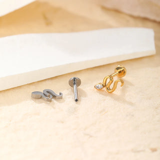 ASTM F136 Titanium 16G Viper Snake Labret Cartilage Earring Flat Back Stud Conch Tragus Helix Medusa Monroe Piercing Jewelry