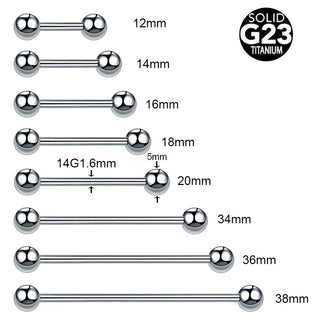 Titanium 14G 16G Tongue Ring Industrial Barbell Piercing Nipple Bar Tragus Helix Ear Piercing Stud Sexy Body Women Jewelry