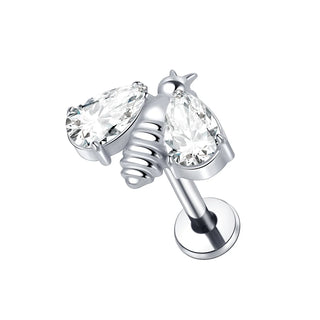ASTM F136 Titanium CZ Star Flower Spider Flat Back Stud Earring Helix Cartilage Monroe Medusa Tragus Piercing Nose Jewelry