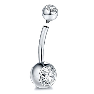 G23 Titanium 14G Gold Color Belly Button Rings Navel Nombril Piercing CZ Gem 6/8/10/12mm Bar Belly Piercing Sexy Jewelry