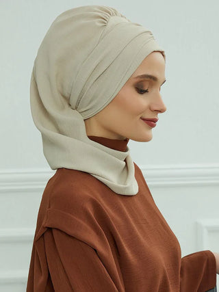Ramadan Muslim Inner Hijabs For Woman  Turban Hijabs With Cap Islamic Muslim Jersey Head Scarf Headwraps Muslim Women Clothing