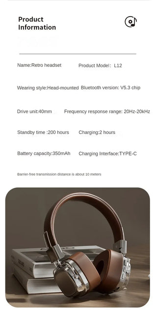 New Retro On Ear Headphones Wireless Bluetooth Headsets DJ Stereo Sounds Bluetooth 5.3 Foldable Headset Gamer Choice
