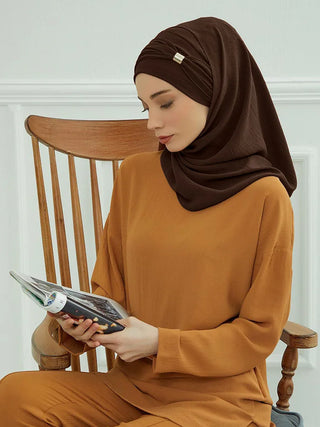 New Large Muslim Women Hijab Khimar Niqab Big Size,Metal Buckle Decoration