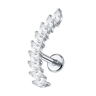 16G CZ Tragus Helix Cartilage Stud Earrings Titanium Flat Back Ear Labret Piercing Lip Stud Zircon Nose Stud Body Jewelry