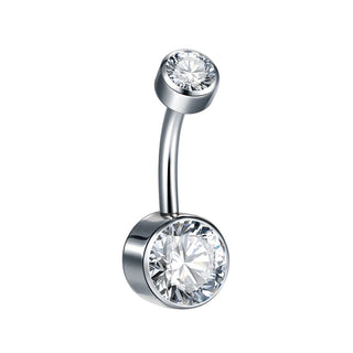 G23 Titanium 14G Bezel CZ Belly Button Rings For Women Body Piercing Jewelry Internally Thread Zircon Navel Piercing Rings
