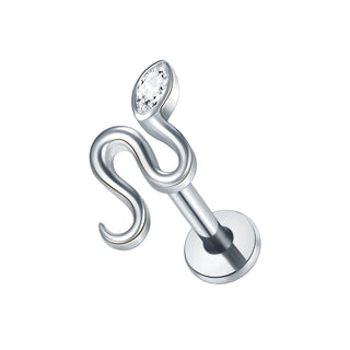 ASTM F136 Titanium 16G Viper Snake Labret Cartilage Earring Flat Back Stud Conch Tragus Helix Medusa Monroe Piercing Jewelry
