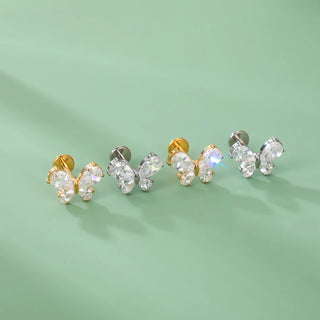 16G CZ Tragus Helix Cartilage Stud Earrings Titanium Flat Back Ear Labret Piercing Lip Stud Zircon Nose Stud Body Jewelry