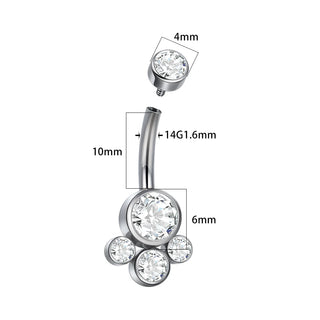 G23 Titanium 14G Bezel CZ Belly Button Rings For Women Body Piercing Jewelry Internally Thread Zircon Navel Piercing Rings