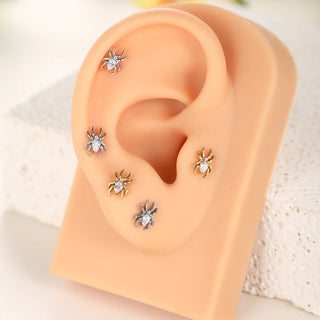 ASTM F136 Titanium CZ Star Flower Spider Flat Back Stud Earring Helix Cartilage Monroe Medusa Tragus Piercing Nose Jewelry