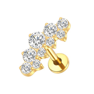 16G CZ Tragus Helix Cartilage Stud Earrings Titanium Flat Back Ear Labret Piercing Lip Stud Zircon Nose Stud Body Jewelry