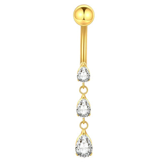 Titanium Gold Color Navel Piercings Marquise CZ Crystal Belly Button Rings Navel Earring Belly Piercings Ombligo Jewelry