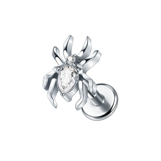 ASTM F136 Titanium CZ Star Flower Spider Flat Back Stud Earring Helix Cartilage Monroe Medusa Tragus Piercing Nose Jewelry