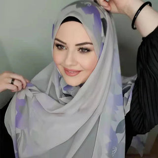 Islamic Scarf Women Luxury Blue Chiffon Hijab Abaya Hijabs For Woman Abayas Jersey Muslim Dress Turbans Head Instant Head Wrap