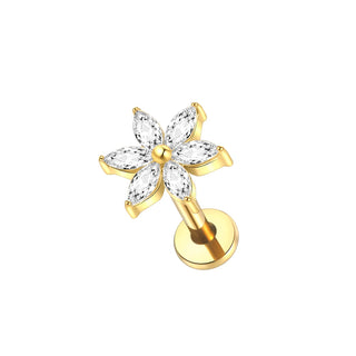 Titanium Ear Cartilage Piercings Flat Back Stud Earring Internal Thread Butterfly Cross CZ Helix Tragus Piercing Jewelry 16G