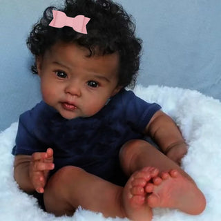 20Inch African American Doll Raven Dark Skin Reborn Baby Finished Newborn With Rooted Hair Handmade Toy Gift For Girls