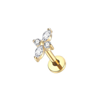16G 8mm Labret Piercings Lip Ring Gold Color CZ Titanium Cartilage Helix Lobe Conch Earring Stud Piercings Women Jewelry