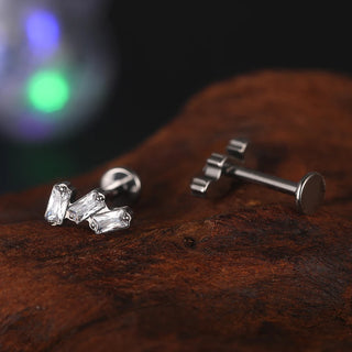 16G CZ Tragus Helix Cartilage Stud Earrings Titanium Flat Back Ear Labret Piercing Lip Stud Zircon Nose Stud Body Jewelry