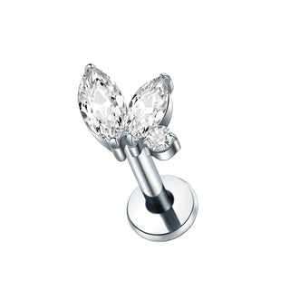 16G CZ Tragus Helix Cartilage Stud Earrings Titanium Flat Back Ear Labret Piercing Lip Stud Zircon Nose Stud Body Jewelry