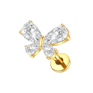 16G CZ Tragus Helix Cartilage Stud Earrings Titanium Flat Back Ear Labret Piercing Lip Stud Zircon Nose Stud Body Jewelry