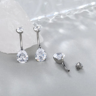G23 Titanium 14G Bezel CZ Belly Button Rings For Women Body Piercing Jewelry Internally Thread Zircon Navel Piercing Rings