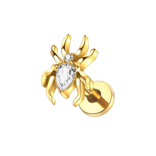 ASTM F136 Titanium CZ Star Flower Spider Flat Back Stud Earring Helix Cartilage Monroe Medusa Tragus Piercing Nose Jewelry