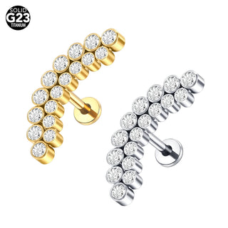 PVD Titanium PIERC Labret Stud Double CZ Paved Ear Cartilage Tragus Helix Earrings Lip Ring Daith Piercing Gift for Women