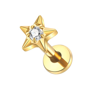 ASTM F136 Titanium CZ Star Flower Spider Flat Back Stud Earring Helix Cartilage Monroe Medusa Tragus Piercing Nose Jewelry