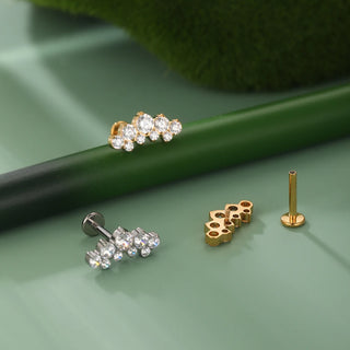 16G CZ Tragus Helix Cartilage Stud Earrings Titanium Flat Back Ear Labret Piercing Lip Stud Zircon Nose Stud Body Jewelry