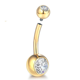 G23 Titanium 14G Gold Color Belly Button Rings Navel Nombril Piercing CZ Gem 6/8/10/12mm Bar Belly Piercing Sexy Jewelry