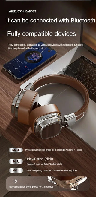 New Retro On Ear Headphones Wireless Bluetooth Headsets DJ Stereo Sounds Bluetooth 5.3 Foldable Headset Gamer Choice
