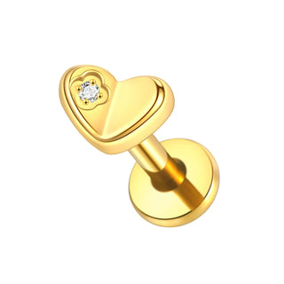G23 Titanium Ear Cartilage Piercing Moon Heart Crystal Flat Back Ear Studs Tragus Helix Earrings Sexy Jewelry for Women