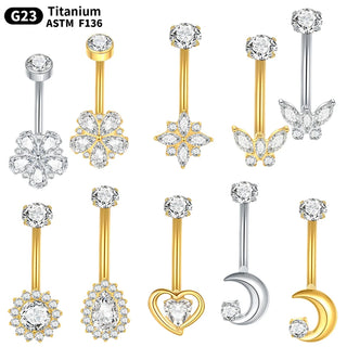 Titanium Gold Color Navel Piercings Marquise CZ Crystal Belly Button Rings Navel Earring Belly Piercings Ombligo Jewelry