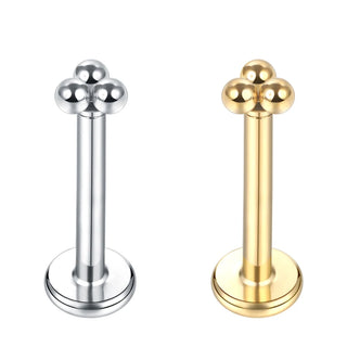 Titanium Labret Stud Lip Ring Piercings Gold Color 3 Balls Ear Studs Conch Cartilage Tragus Helix Lobe Piercings Nariz Jewelry