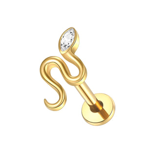 ASTM F136 Titanium 16G Viper Snake Labret Cartilage Earring Flat Back Stud Conch Tragus Helix Medusa Monroe Piercing Jewelry