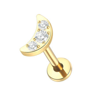 16G 8mm Labret Piercings Lip Ring Gold Color CZ Titanium Cartilage Helix Lobe Conch Earring Stud Piercings Women Jewelry