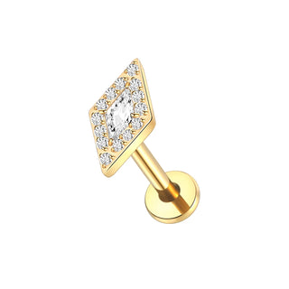 ASTM F136 Titanium 16G Square &Round CZ Labret Medusa Monroe Piercing Helix Cartilage Conch Tragus Lobe Stud Earring Jewelry