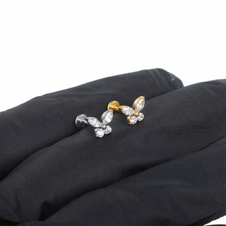 Butterfly Labret Piercing Lip Stud Titanium Cluster Crystal Tragus Earring Flat Cartilage Earrings Zircon Lip Piercing Jewelry