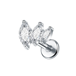 16G CZ Tragus Helix Cartilage Stud Earrings Titanium Flat Back Ear Labret Piercing Lip Stud Zircon Nose Stud Body Jewelry