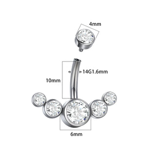 G23 Titanium 14G Bezel CZ Belly Button Rings For Women Body Piercing Jewelry Internally Thread Zircon Navel Piercing Rings